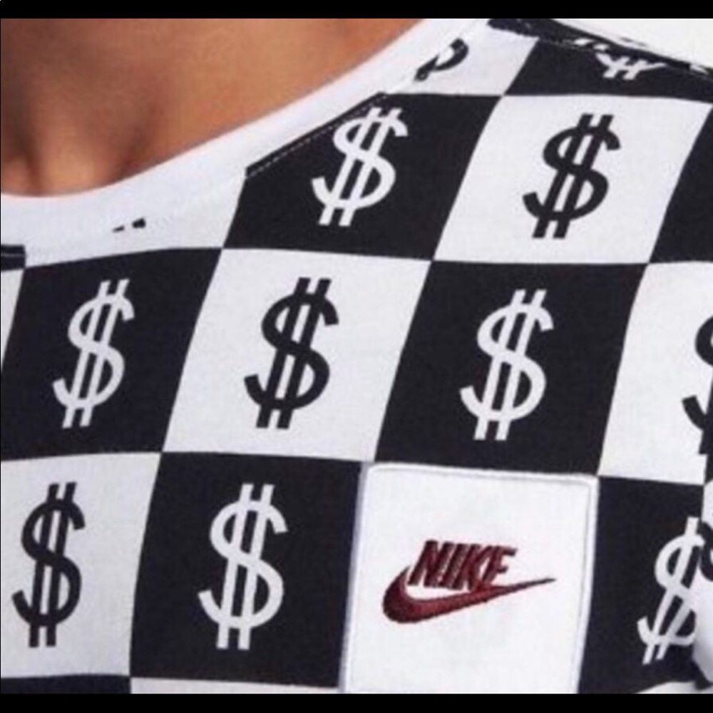 Nike Long Sleeve Tee Dollar Sign Checkerboard Mens Size Small Shirt - Picture 3 of 4